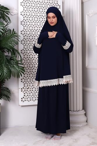 Image of Muslim Dresses for Women, Two-Piece Long Sleeve Islamic Prayer Dress, Hijab