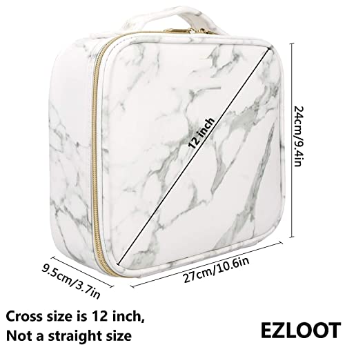 Image of Travel Makeup Case, Professional Cosmetic Train Cases Artist Storage Bag Make Up Tool Boxes Brushes Bags with Compartments Vanity Organizer (10 INCH(1 Layer), Marble Pattern)