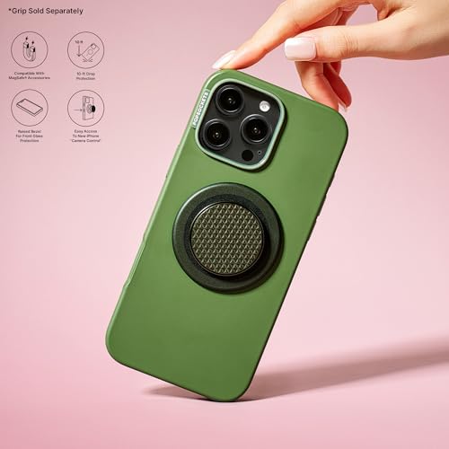 Image of PopSockets iPhone 16 Plus Case Compatible with MagSafe, Phone Case for iPhone 16 Plus, Wireless Charging Compatible, Case Only, Cute Olive
