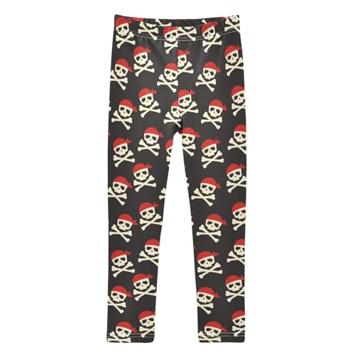 Girls Leggings Soft Toddler Ankle Length Bottoms Pirates Skull Kids Dance Yoga Pants 4-10 Years