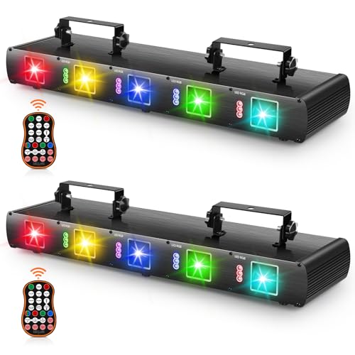 U`King Stage Laser Light DJ Light, 5 Beam Effect Sound Activated DJ Party Lights RGBYC LED Projector...