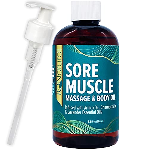 IQ Natural Massage Oil for Couples Sexual Massage Therapy, Body Oils for Women Dry Skin, Arnica Oil Sore Muscle Relief, Sore Muscle Oil Massage Body Oil for Men, Arnica Massage Oil Lotion (8.8oz)