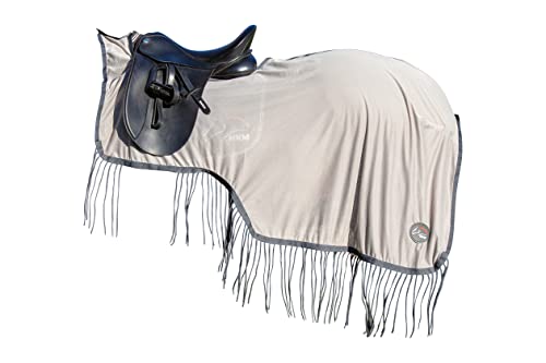 HKM Ride On Fly Sheet Horse Rugs | Lightweight Protection Blanket from Flies and Insects With Fringes | Durable Rip Proof Polyester Material with Touch Close Fastening