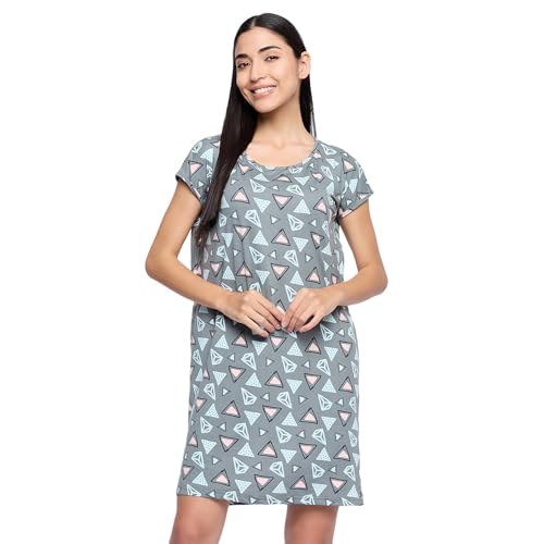 Image of CAMEY Printed Knee Length Nighty|Loungewear|Nightwear|Sleepwear|Home Wear Short Nighty for Women