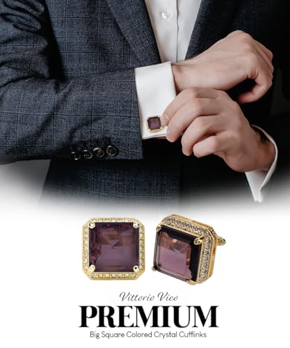 Large Big Square Crystal Color Stone Cuff Links for Men – Tuxedo Suit Accessories, Cufflinks for Men2