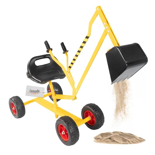 Lemodo Sitzbagger mit Reifen, Sandbagger 360° drehbar, Kinderbagger mit...