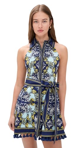 alice + olivia Womens Lucy Halter Mini Shirt Dress Antique Scroll 14