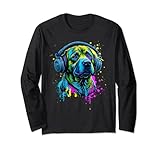 Labrador alla moda con splendidi colori colorati. Amo il Labrador e la buona musica. Per gli amanti del labrador. Divertente labrador come discoteca jockey alla festa. Labrador colorato per Halloween e Natale. Amo il mio labrador. Per gli amanti della musica a Natale