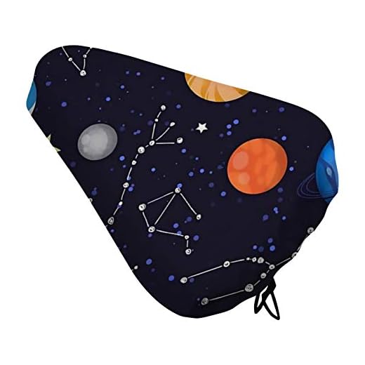 Owen Moll Bike Seat Cover Dustproof Unisex,Reusable Polyester Bicycle Saddle Cover Outdoor Bikes (Colorful Solar System with Zodiac)