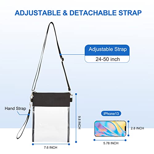 USPECLARE Clear Crossbody Purse Bag Stadium Approved Clear Tote Bag with Adjustable Shoulder Strap (Clear black) - Thumbnail 3