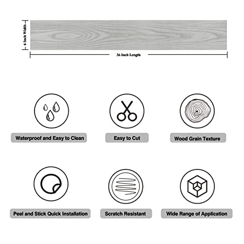 Chihut 6''X36'' Vinyl Plank Flooring Grey Peel And Stick Floor Tile Waterproof Bathroom Vinyl Wood Flooring Removable Self Adhesive Wood Grain Floor Tiles For Basement Bedroom Living Room Rv, 6-Pack #TOP1