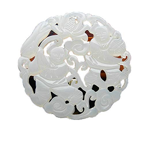 Colgante de jade flor hueca doble cara collar Hanfu ropa de jade hombres y mujeres