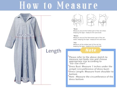 chouyatou Women's Casual Long Sleeve Button Down Loose Striped Cotton Maxi Shirt Dress (Medium, Blue) by chouyatou - Used condition - Image 2