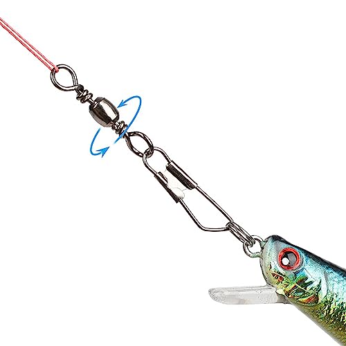 Realure 100/200 Stück Wirbel Angeln Forellen Angeln Wirbelkarabiner Edelstahl Angelwirbel Mit Karabiner Fischköder Angel Wirbel fur Salzwasser Wirbel, Angelzubehör Wirbel 5 Größe 7# 8# 10# 12# 14#