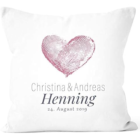 SpecialMe® Hochzeitskissen Herz Fingerabdruck, Kissen zur Hochzeit personalisierbar Cover