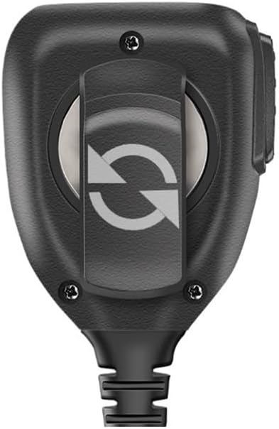 Back view of the AXTGBHL speaker microphone, showing the rotatable clip for attachment.