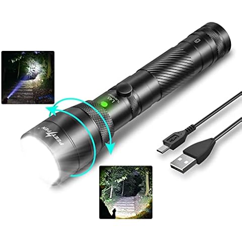 PEETPEN L45 Rechargeable Tactical Flashlights 2000 High Lumens, Super Bright Zoomable Flashlight, Waterproof IPX6 4 Modes Long Working Time, Emergency Flash Light, Camping Hiking Outdoor Survival Cover