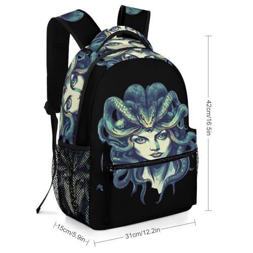 Medusa Greek Mythology Funny Backpack Casual Daypack Lightweight Shoulders Bag for Men Women Cute Print2