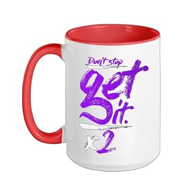 Purple Don't Stop Get It-x2 Purple Graphic Ceramic Mug, Red/White, 15oz