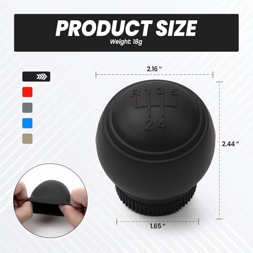 2PCS 5-Speed Car Gear Shift Cover - Anti-Slip Silicone Manual Stick Shift Ball Knob Protection, Universal Car Interior Accessories (Black)