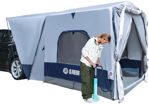 Niphean SUV Tent, 2 Mins Fast Setup Inflatable SUV Tents for Camping, Car Tent with Multi Room for 2/4/6 Person/Family, PU 3000mm Waterproof & UPF 50+ Silver Coated for Family Camping Hiking Parties