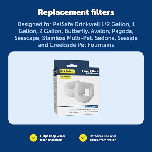 PetSafe Drinkwell Replacement Foam Filters - Compatible with PetSafe Ceramic and Stainless Steel Pet Fountains for Water Dispensers, 2 Pack (PAC00-13711) by PetSafe - Image 6