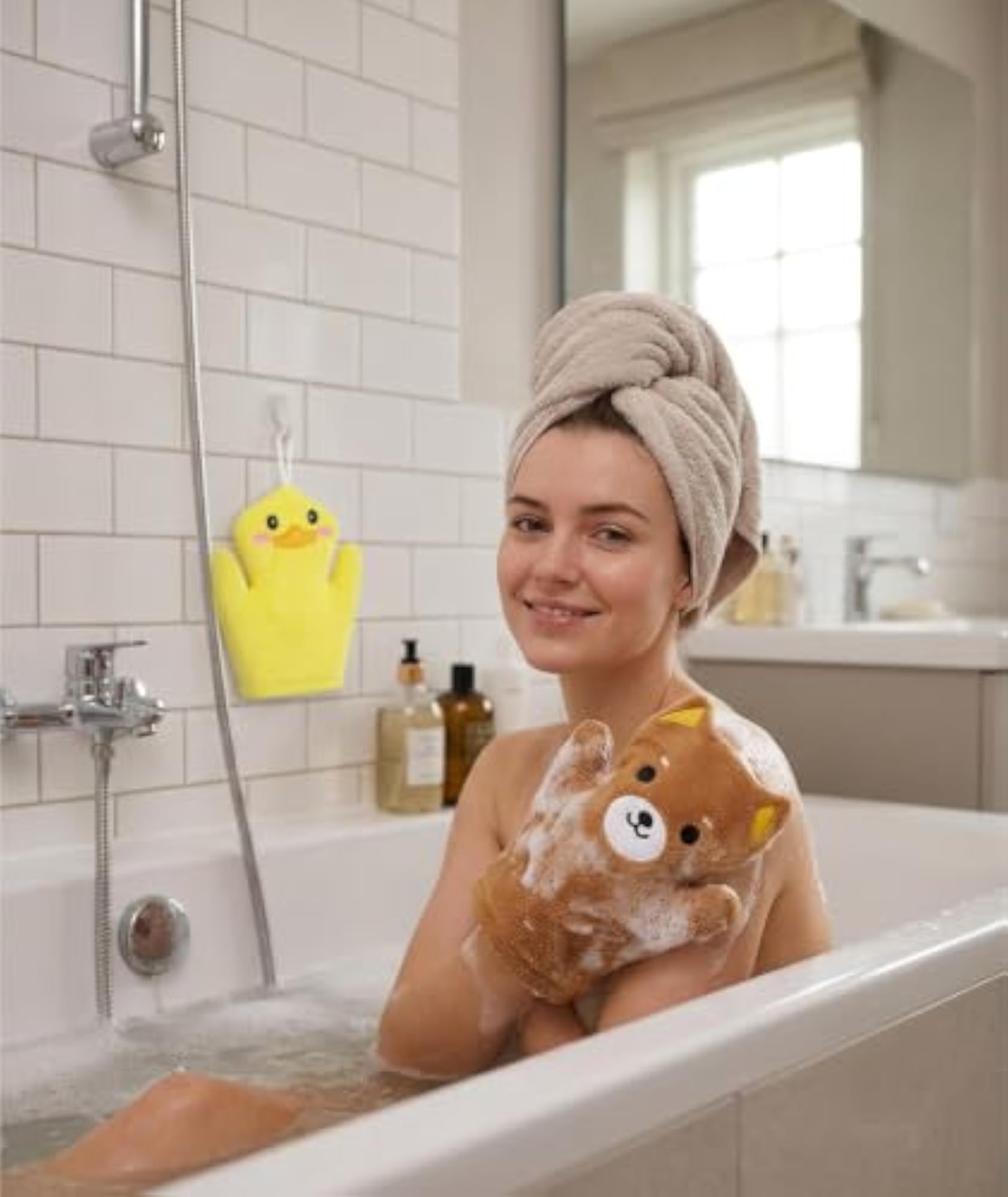 3PCS Loofah for Kids, Soft Bath Sponge with Design