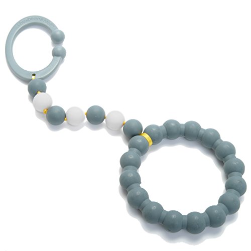 Chewbeads Gramercy Baby Teething Toy - Clip on Teether, Car Seat & Stroller Toy - Baby Links & Teething Ring for Infants & Toddlers - Medical Grade Silicone, BPA & Phthalate Free - Grey