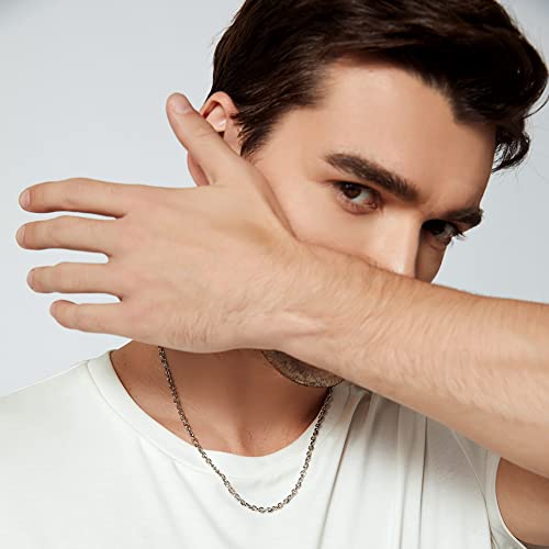 3 Pcs Stainless Steel Chain Necklaces For Men & Women, Silver Gold Black Cable Link Rolo Necklace Boys Fashion Jewelry Gifts, 3.5 Mm 20 Inch #TOP4