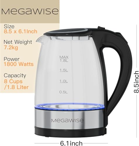 Hervidor Eléctrico de Vidrio 1.8L MEGAWISE 2 Unidades miniatura 6