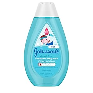 Johnson’s Baby Clean Fresh TearFree Children’s Shampoo Body Wash Paraben Sulfate DyeFree Formula is Hypoallergenic Gentle on Toddler’s Sensitive Skin FreshBoost Fragrance, Sulfate-free, 13.6 Fl Oz
