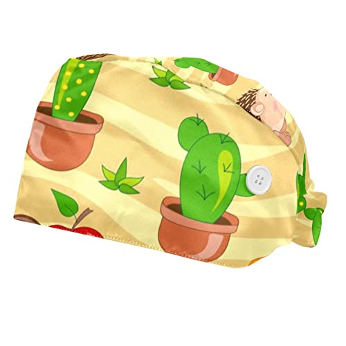 Casquette de travail unisexe à motifs imprimés cactus et hérissons