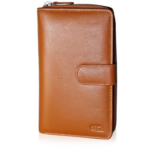 Image of Big Fat RFID Blocking Leather Organizer Checkbook Wallets For Women - Clutch