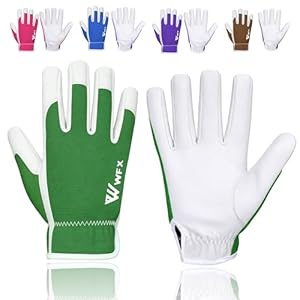 WFX Gants de Travail en Cuir pour Le Jardinage, Respirants, résistants aux épines, Gants de Jardinage Robustes pour Dames et Hommes, Pince Utilitaire (Vert, S)