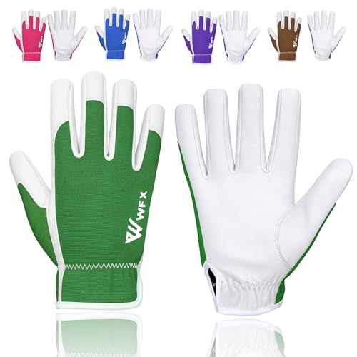 WFX Gardening Gloves for Women and Men, Heavy Duty Thorn Proof Garden Gloves with Strong Grip, Breathable Premium Quality Rigger Safety Working Gloves for Pruning, Weeding & Yard Work (Green, Large)