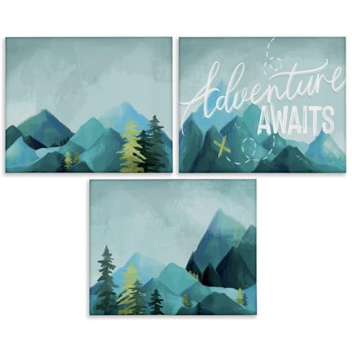 'Icy Panoramic Adventure Awaits Phrase'| 3pc Canvas Art Set