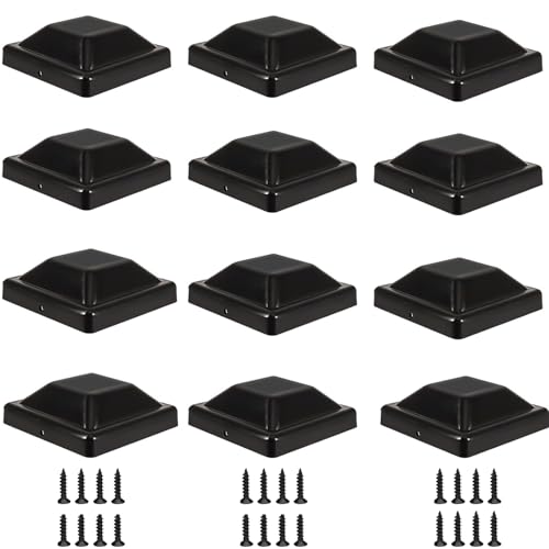Begonia 12 tapas de postes de 9 x 9 cm, tapas de plástico con 24 tornillos cuadrados, tapas de protección para postes de madera, postes de madera, postes de madera, postes de terraza, cubierta