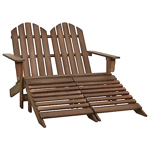 vidaXL Tannenholz Adirondack Gartenbank 2-Sitzer mit Fußstütze Deckchair Liegestuhl Gartenstuhl Stuhl Sonnenliege Parkbank Sitzbank Braun