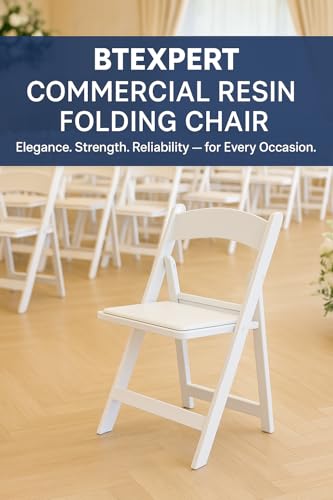 Image of BTEXPERT Set of 16,Resin Folding Chair Vinyl Padded Seat Weight Capacity Indoor Outdoor Lightweight Set for Home Event Party Picnic Kitchen Dining Church School Weddings