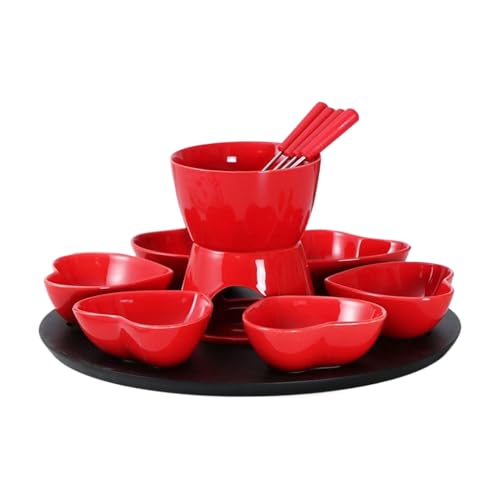 T-azza Per Fonduta Di Cioccolato, Design Conveniente Per Il Riscaldamento, Materiale Ceramico, T-azza Per F-onduta Di Cioccolato Con Forchette, T azza Per Fonduta Riscaldata, Costruzione In Ceramica,