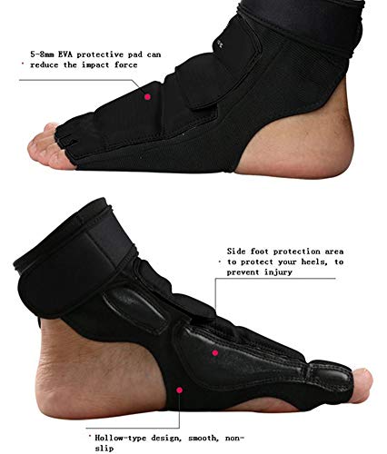 Wonzone Taekwondo Boxing Foot Protector Gear Martial Arts Training Sparring Gear Muay Thai Kung Fu Tae Kwon Do Feet Protector Tkd Foot Gear Support For Men Women Kids (Black, Small) #TOP1