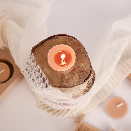 DEYBBY 天然ベルベットウッド香り付きソイワックスティーライトキャンドル バルク、アロマセラピーラグジュアリーティーキャンドルセット 36-4時間燃焼する素晴らしいギフト [4]