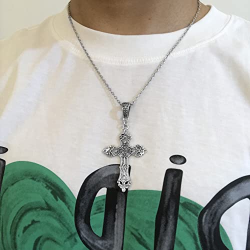 Cross Pendant Necklace Indie Punk Gothic Choker for Egirl Eboy Woman Men3