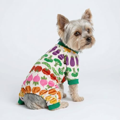 Image of Fitwarm Funny Vegetable Dog Pajamas, Warm Winter Dog Clothes for Small Dogs Boy Girl, Cozy Pet Onesie with Feet, Green, White, Red, Pink, Purple, Medium