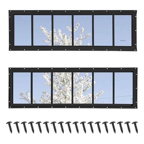 NOTASA Shed Windows 2 Pack Fixed Transom Windows 10 x 35 Black