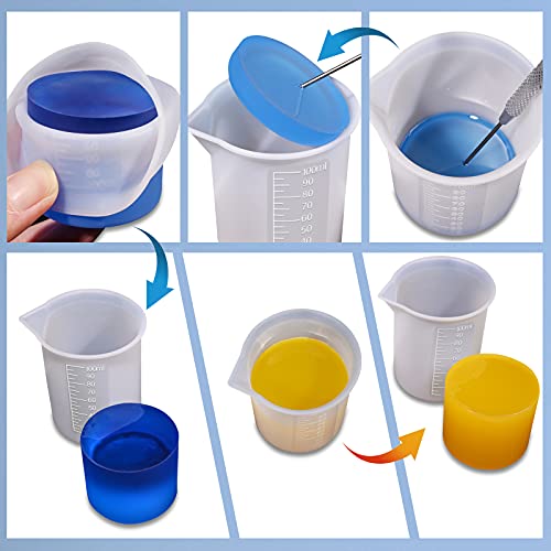 Moukiween 10Pcs Silicone Measuring Cups For Resin,100Ml Mixing Cups For Resin Diy Craft Jewelry Making Paint Pouring Cup, Non-Stick Clearer Precise Scale Reusable #TOP4