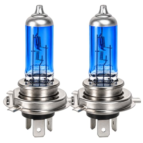 Image of GLOW Wholesale H4 472 Xenon White Halogen Headlight Bulbs +200% more brightness– 12V 60/55W P43t, 5500K White-Look Car Headlamp Bulbs, High, Low Beam & Fog lights Replacement, Pack of 2
