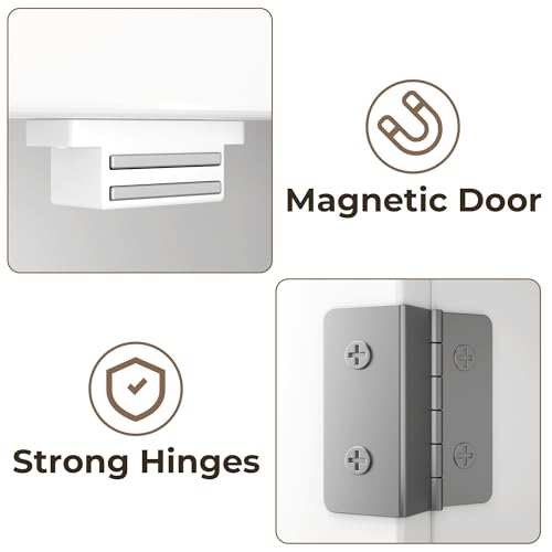 Blishom Estantería sobre Inodoro, Mueble sobre Inodoro, Mueble de Baño con Puertas, Estantes Regulables, Almacenamiento Abierto, para Baño, 60 x 24 x 168 cm, Blanco (Blanco) - imagen 7