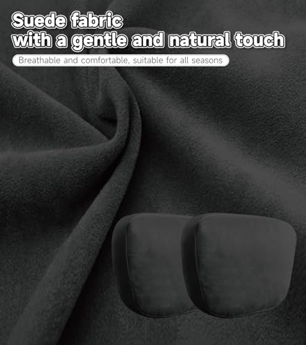 Image of 2Pcs Car Neck Pillow, Super Soft Du-Pont Bio cotton Neck Pillow for Driving, Suede Fabric Car Headrest Pillow, Make Your Driving More Comfortable, Suitable for Driving, Traveling (Interstellar Black)