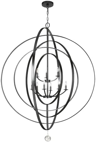 Crystorama Luna 9 Light Matte Black Chandelier